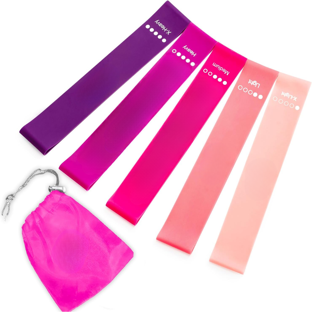 Set of Resistance Bands – 5 Bands with Guide and Storage Bag