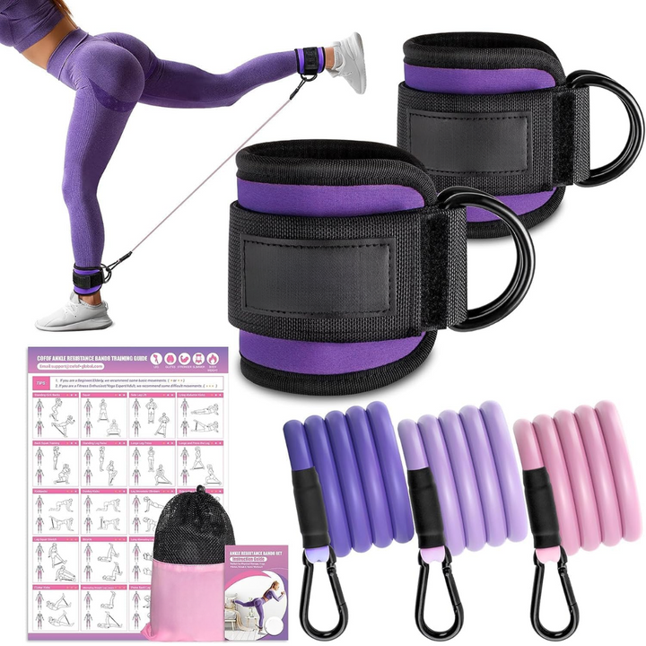 Ankle Resistance Bands with Sleeves – Set for Hip and Glute Exercises