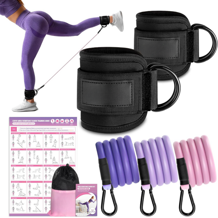 Ankle Resistance Bands with Sleeves – Set for Hip and Glute Exercises