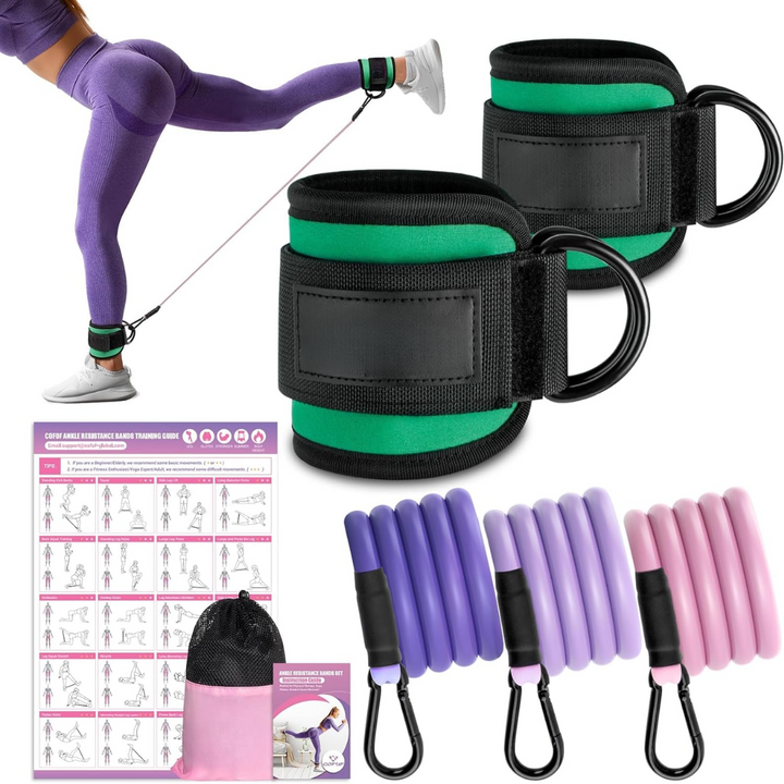 Ankle Resistance Bands with Sleeves – Set for Hip and Glute Exercises
