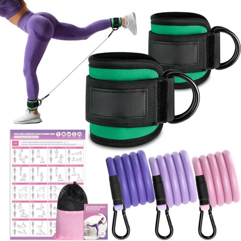Ankle Resistance Bands with Sleeves – Set for Hip and Glute Exercises