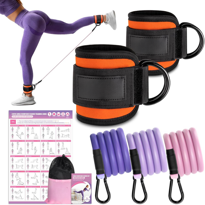 Ankle Resistance Bands with Sleeves – Set for Hip and Glute Exercises