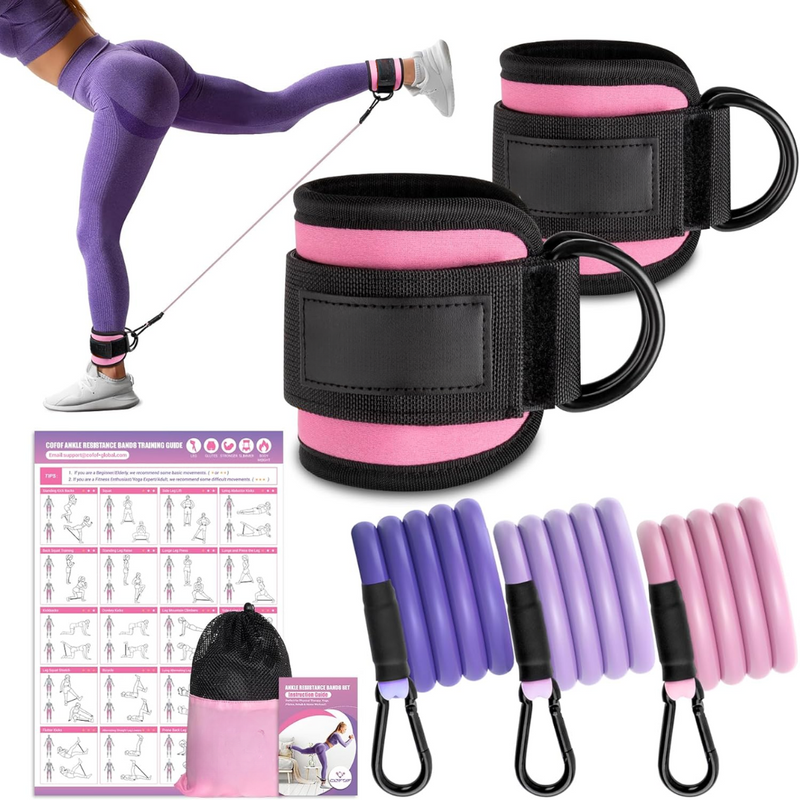 Ankle Resistance Bands with Sleeves – Set for Hip and Glute Exercises
