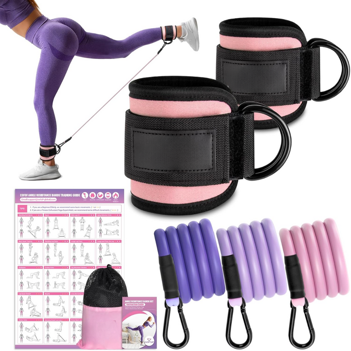 Ankle Resistance Bands with Sleeves – Set for Hip and Glute Exercises