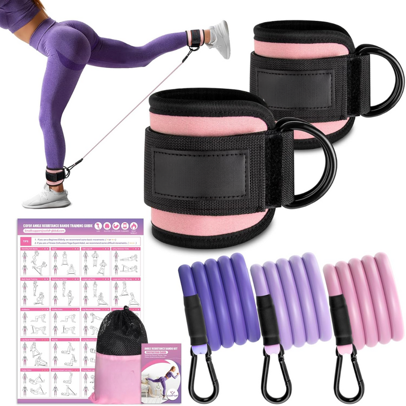 Ankle Resistance Bands with Sleeves – Set for Hip and Glute Exercises