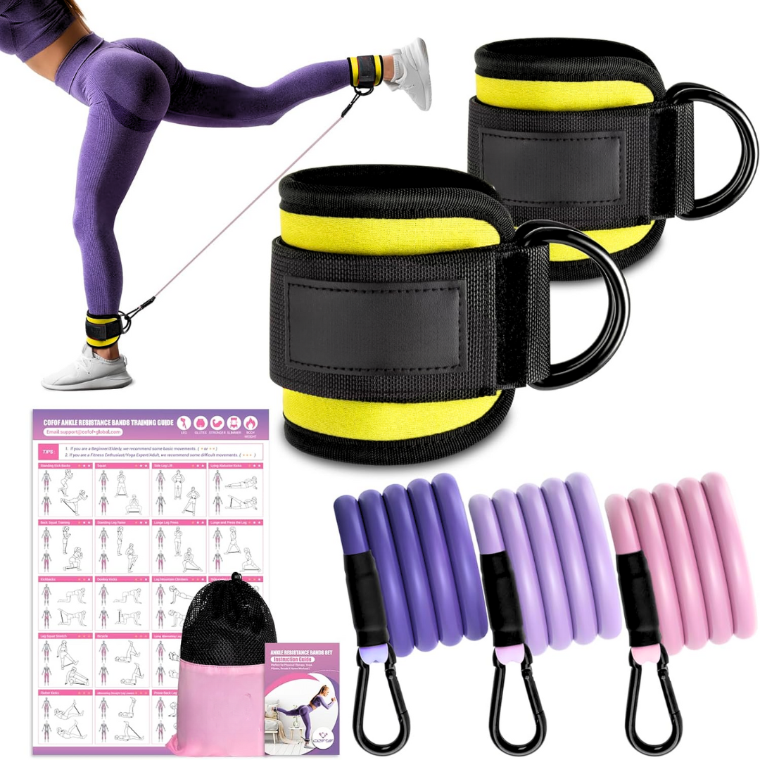 Ankle Resistance Bands with Sleeves – Set for Hip and Glute Exercises