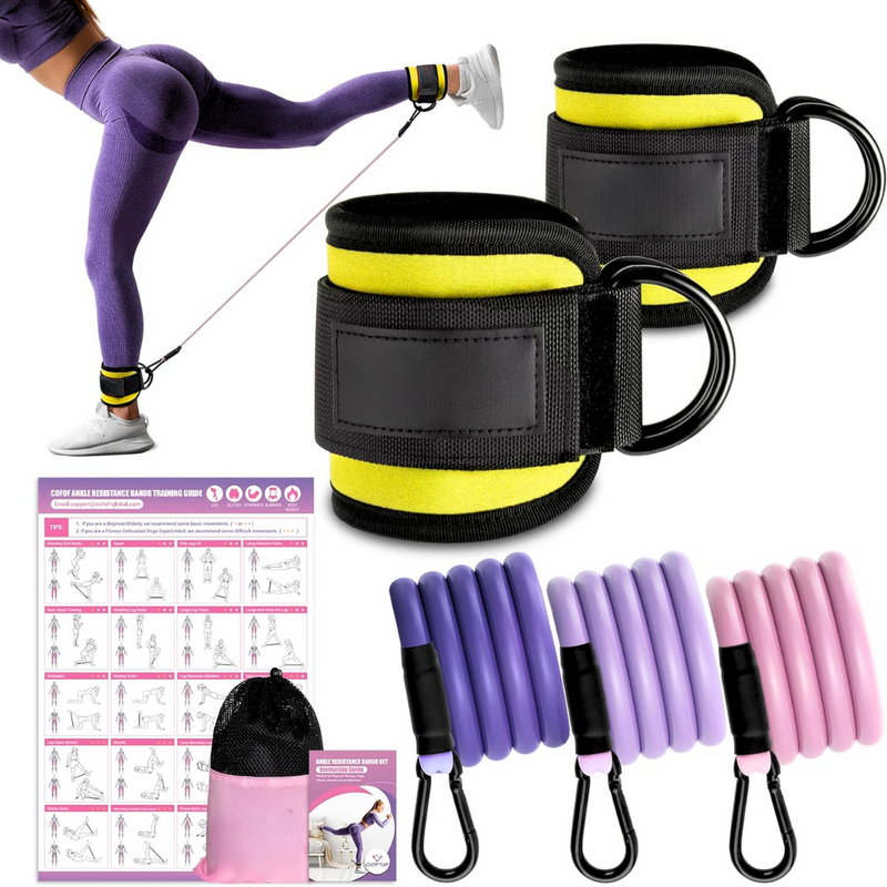 Ankle Resistance Bands with Sleeves – Set for Hip and Glute Exercises