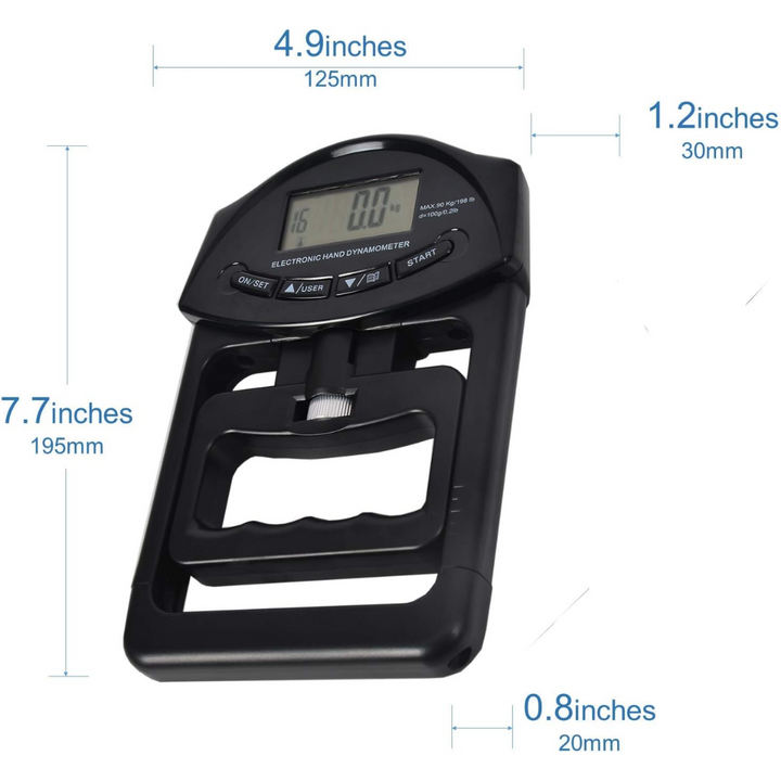 Digital Hand Dynamometer Grip Strength Meter - 90Kg Capacity