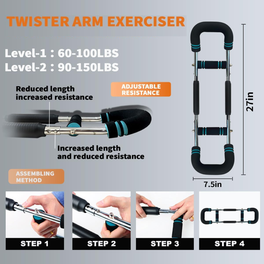 Twister Arm Exerciser - Regulowana sprężynowa drążek do ćwiczeń