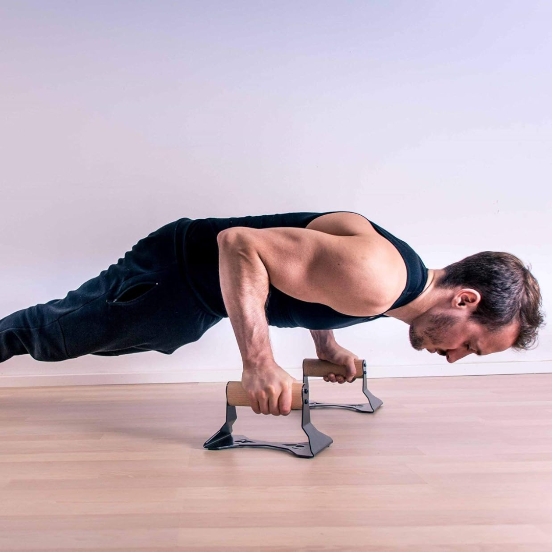 Heavy Wooden Push-Up Handles - Non-Slip Parallettes Bars
