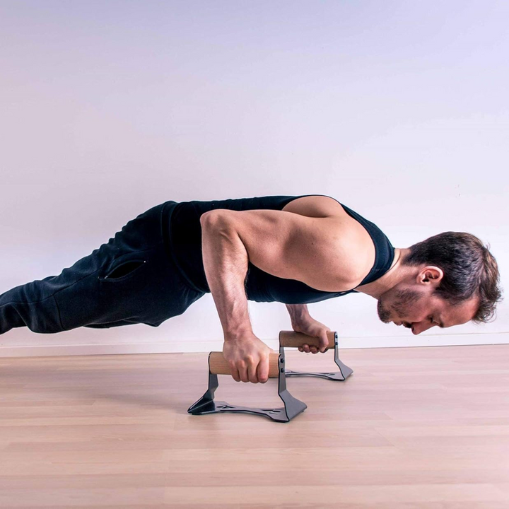 Heavy Wooden Push-Up Handles - Non-Slip Parallettes Bars