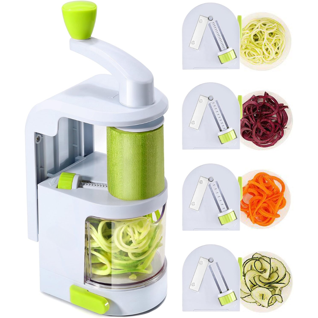 4-in-1 Heavy-Duty Vegetable Spiralizer with Strong Suction Cup