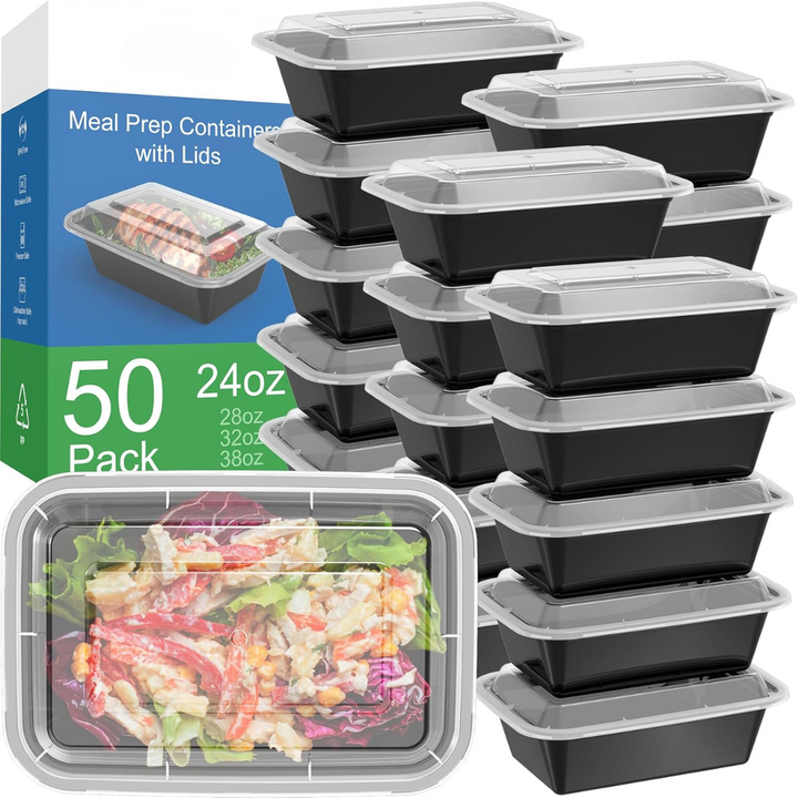 50-Pack Reusable Meal Prep Containers with Lid, Leakproof