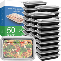 50-Pack Reusable Meal Prep Containers with Lid, Leakproof