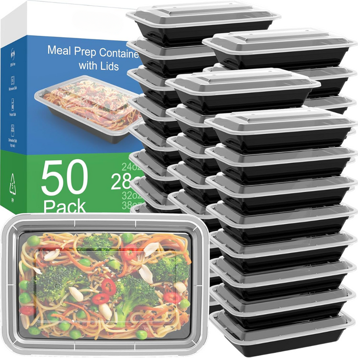 50-Pack Reusable Meal Prep Containers with Lid, Leakproof
