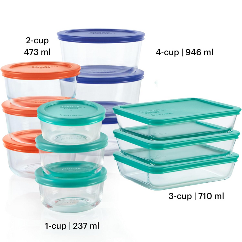 12-Pack Mixed Glass Food Storage Containers with Lid