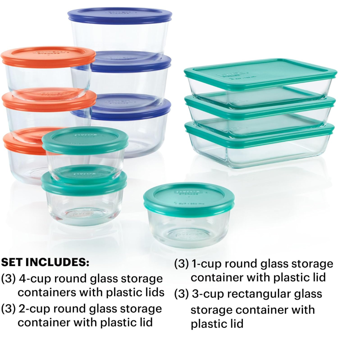 12-Pack Mixed Glass Food Storage Containers with Lid