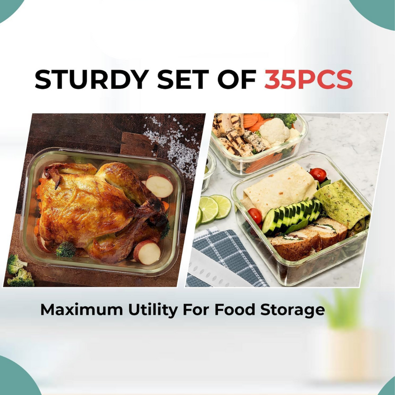 8-Piece Set of Glass Food Storage Containers with Lids