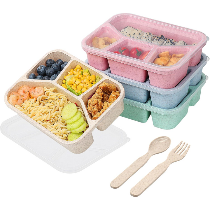 4-Pack Bento Snack Boxes – 4 Compartments
