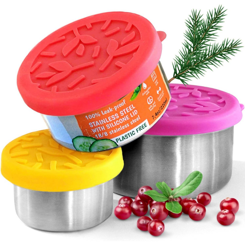 Zestaw pojemników na lunch ze stali nierdzewnej z pokrywkami – 100ml, 200ml, 400ml
