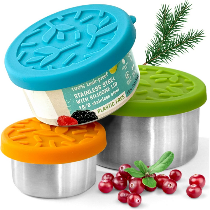 Zestaw pojemników na lunch ze stali nierdzewnej z pokrywkami – 100ml, 200ml, 400ml
