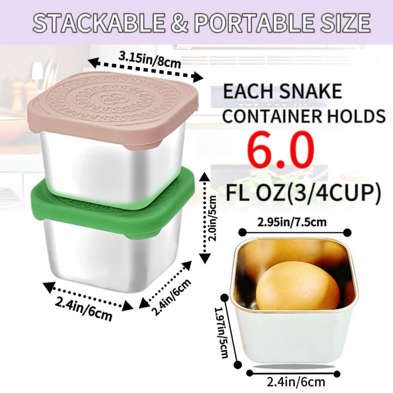 175ml Stainless Steel Snack Containers for Kids - 6-Pack