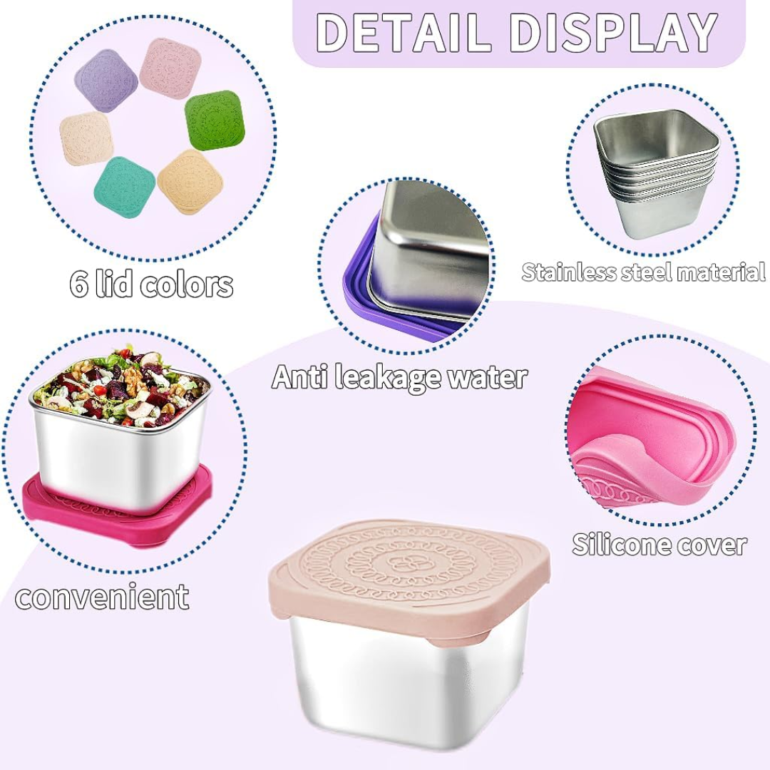 175ml Stainless Steel Snack Containers for Kids - 6-Pack