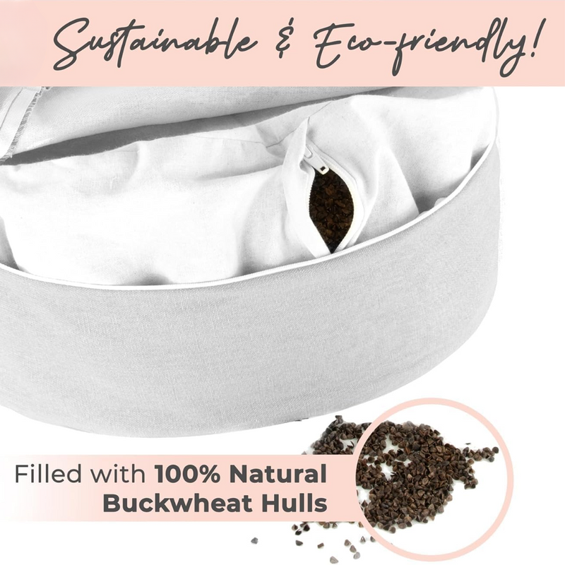 Premium Round Buckwheat Meditation Cushion – 40 cm