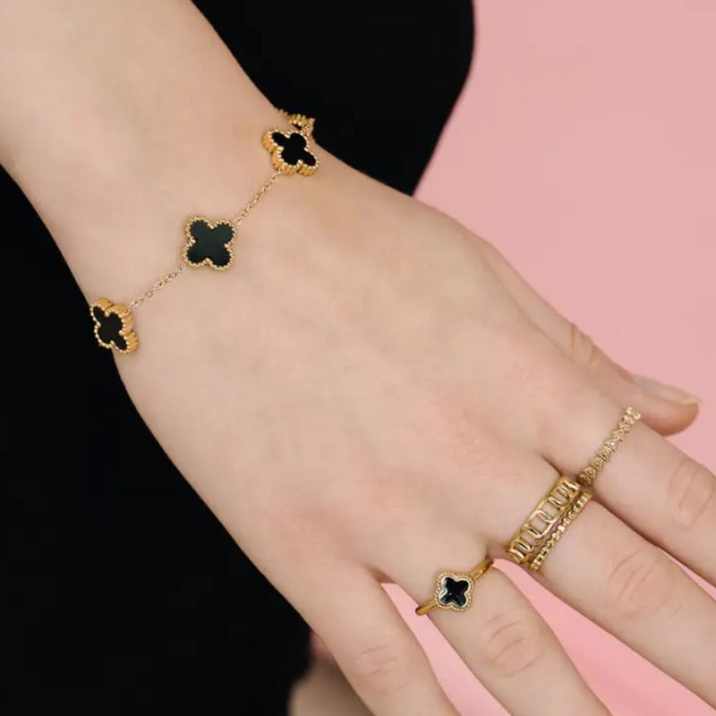 Sammy Jackson™ Black Clover Bracelet | Charming & Stylish