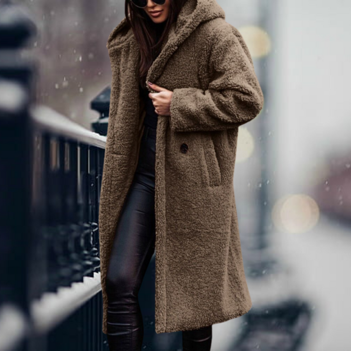 Stylish Women's Faux Fur Coat with Hood - Vivienne