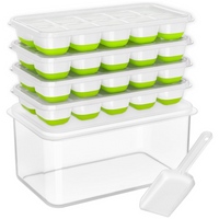 Stackable Silicone Ice Cube Trays with Storage Container