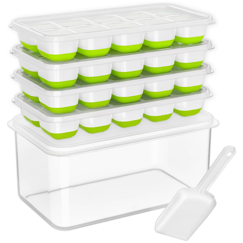 Stackable Silicone Ice Cube Trays with Storage Container