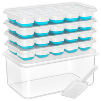 Stackable Silicone Ice Cube Trays with Storage Container
