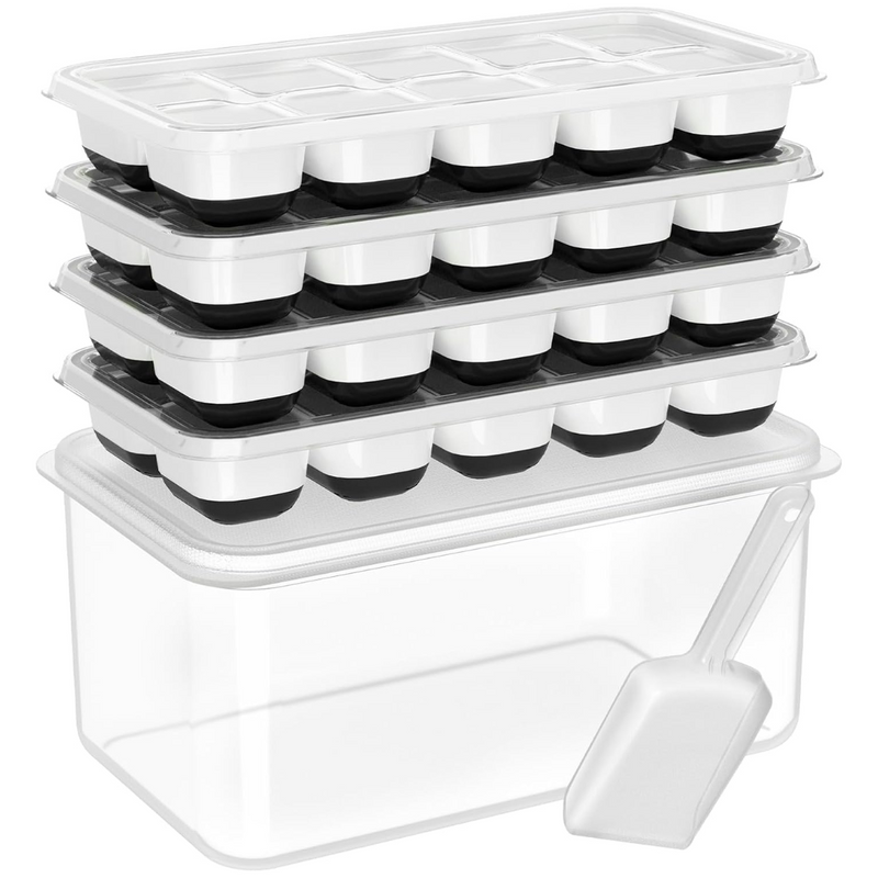 Stackable Silicone Ice Cube Trays with Storage Container