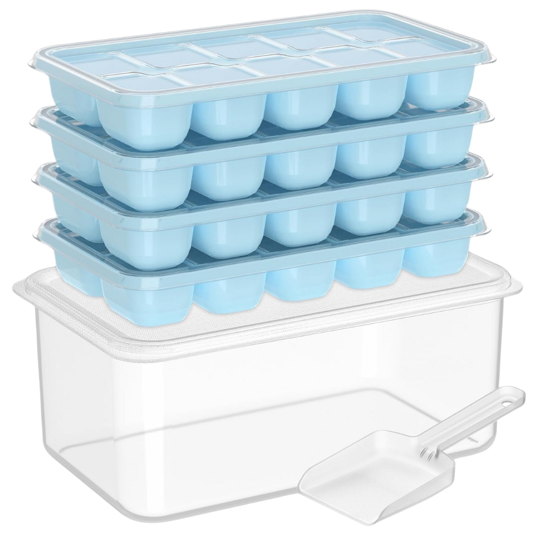 Stackable Silicone Ice Cube Trays with Storage Container