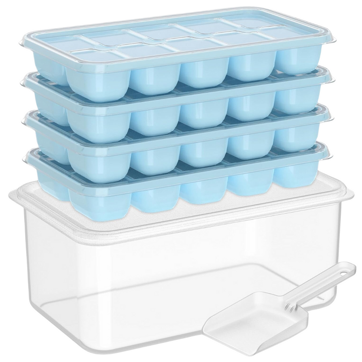 Stackable Silicone Ice Cube Trays with Storage Container