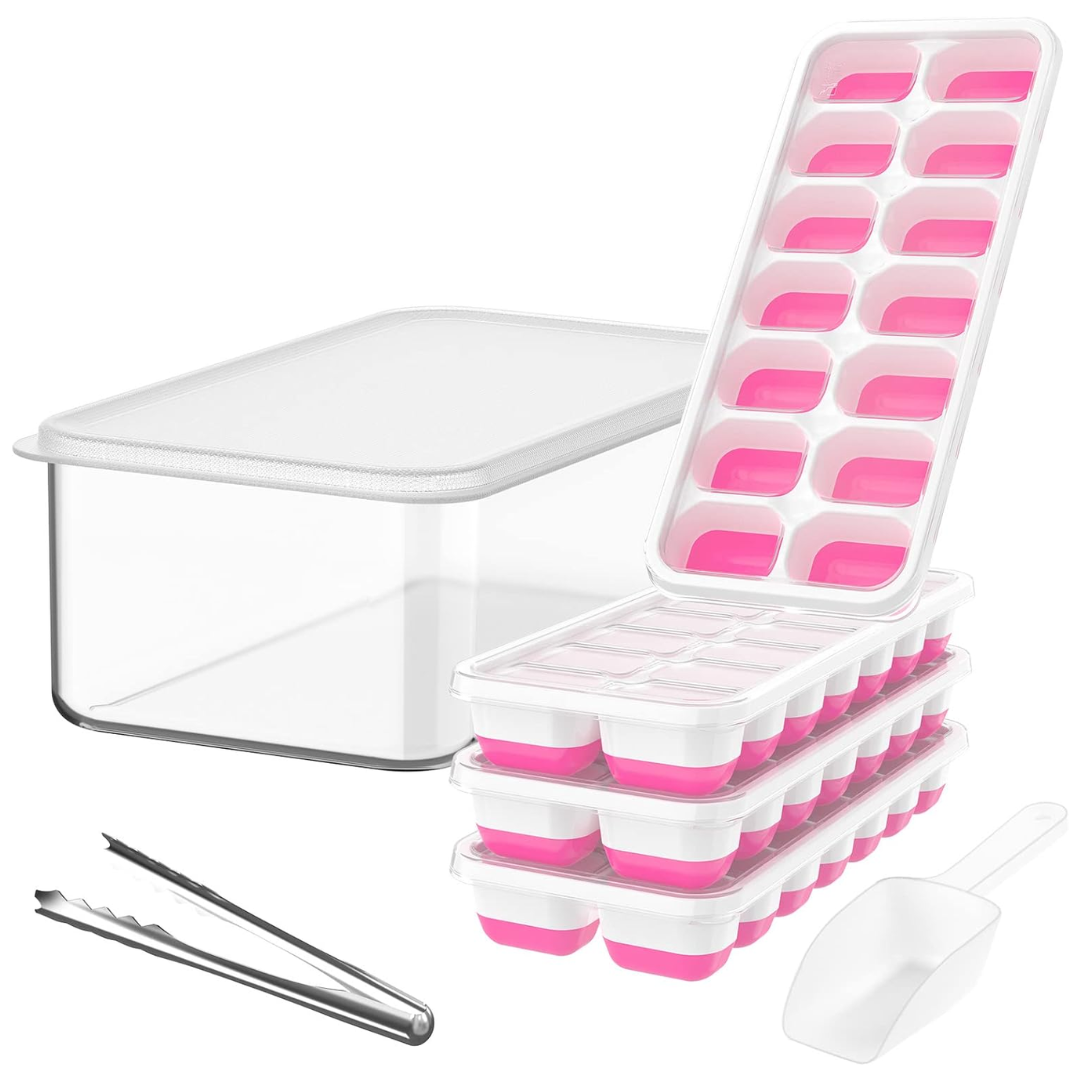Stackable Silicone Ice Cube Trays with Storage Container
