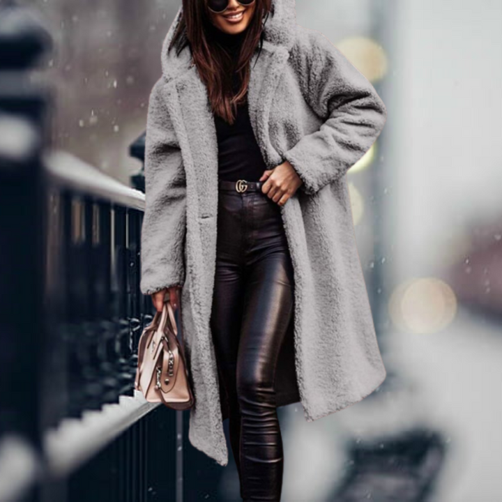 Stylish Women's Faux Fur Coat with Hood - Vivienne