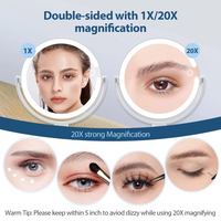 Illuminated Makeup Mirror - 20X Zoom & Adjustable Brightness