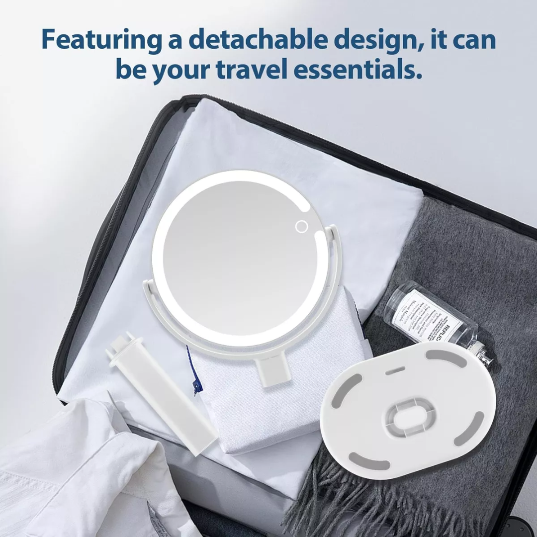 Illuminated Makeup Mirror - 20X Zoom & Adjustable Brightness