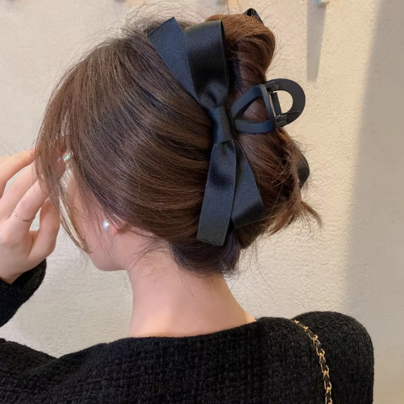 Large Satin Bow Clips