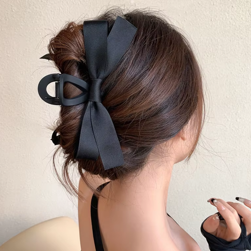 Large Satin Bow Clips