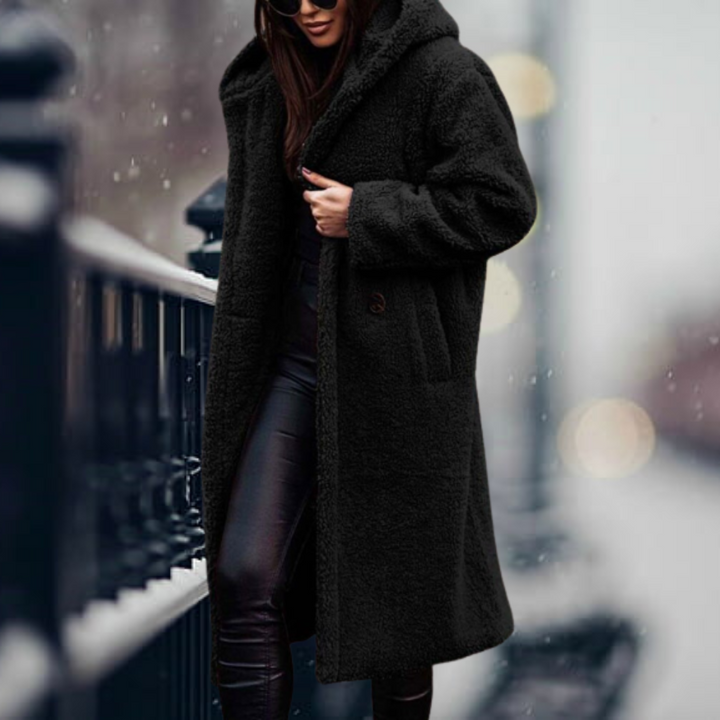 Stylish Women's Faux Fur Coat with Hood - Vivienne