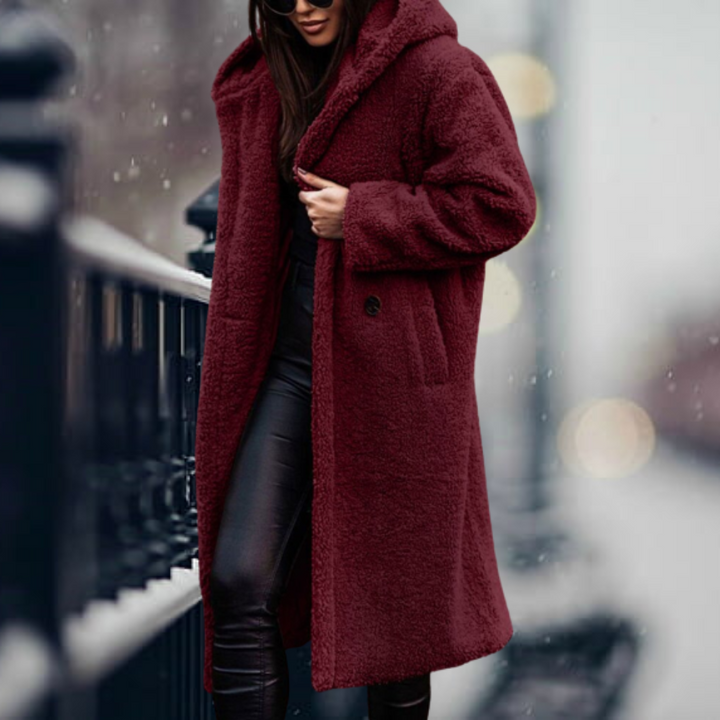 Stylish Women's Faux Fur Coat with Hood - Vivienne