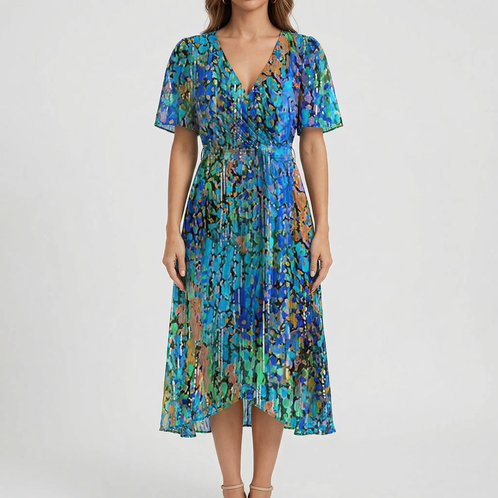 V-Neck Floral Print Midi Dress - Charlotte