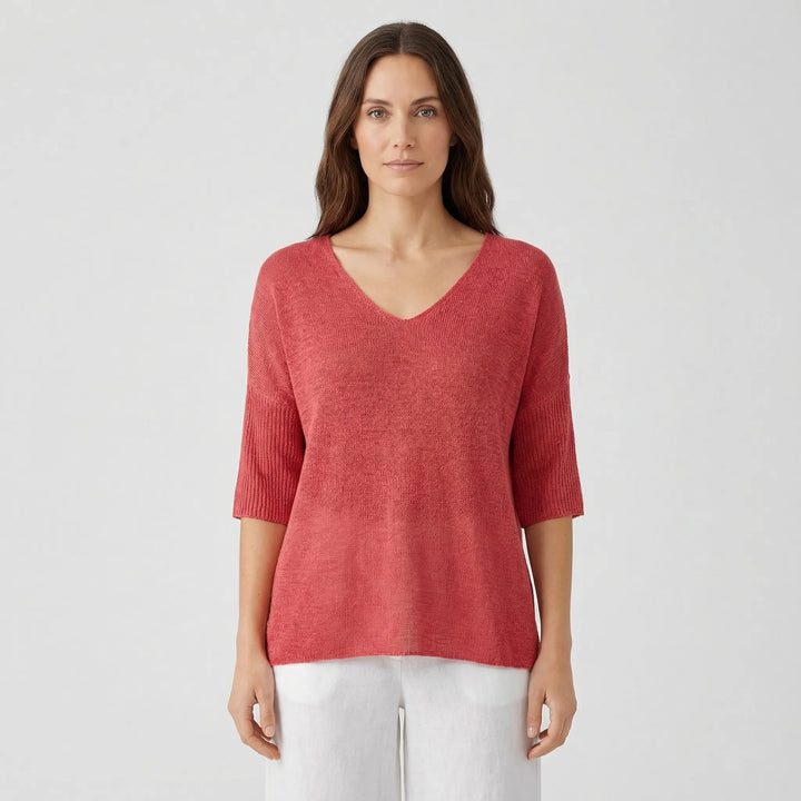 V-Neck Knit Top With Half Sleeves - Kristine