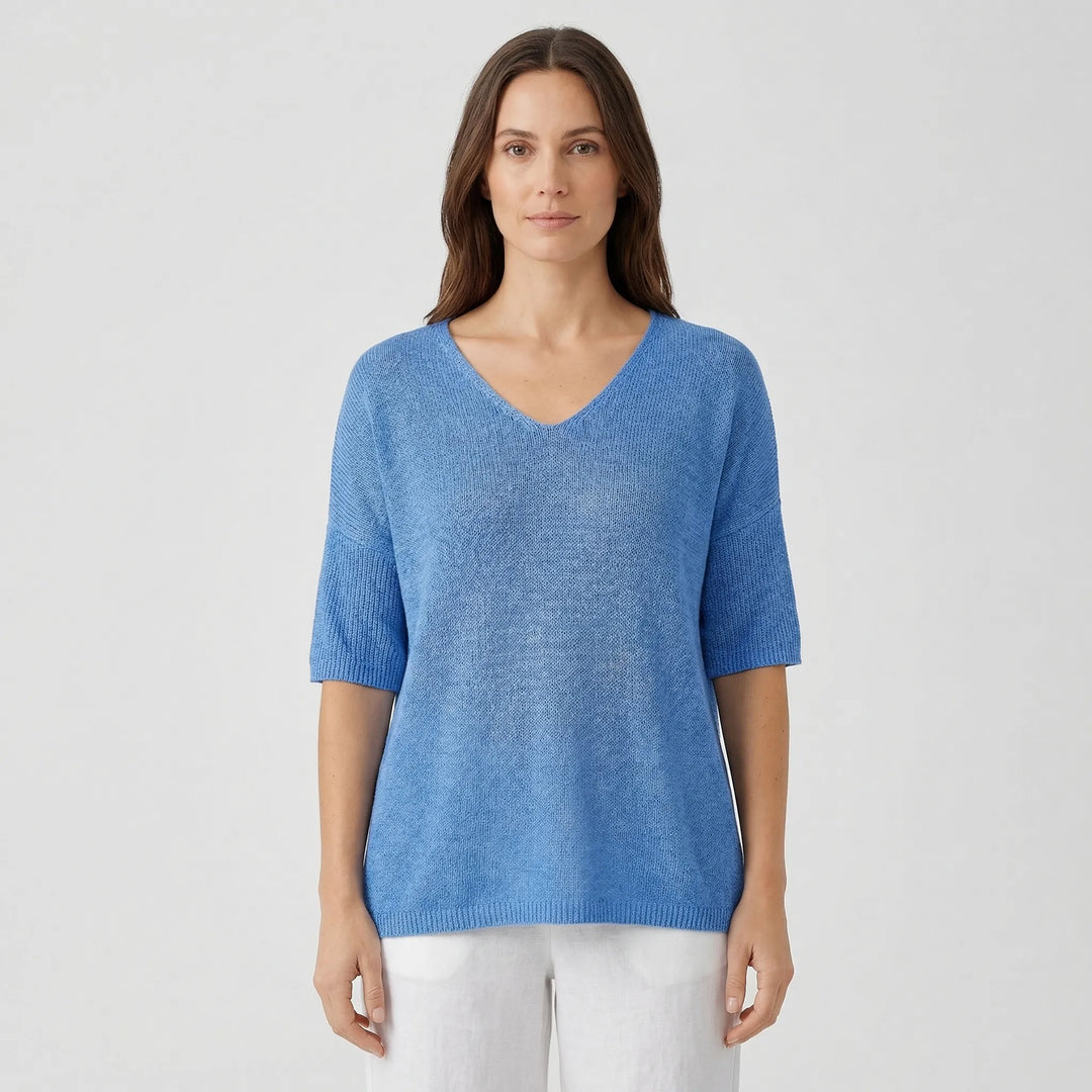 V-Neck Knit Top With Half Sleeves - Kristine