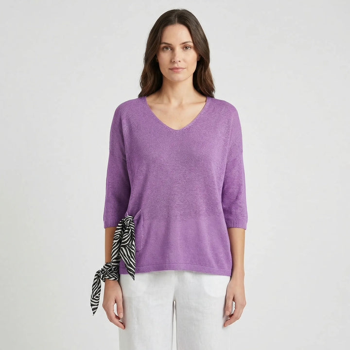 V-Neck Knit Top With Half Sleeves - Kristine