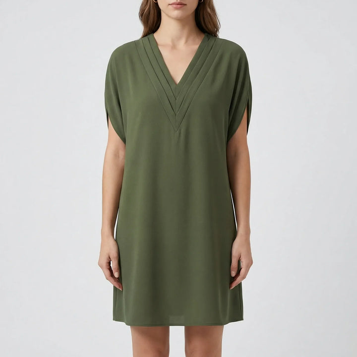 V-Neck Split-Sleeve Midi Dress - Diane