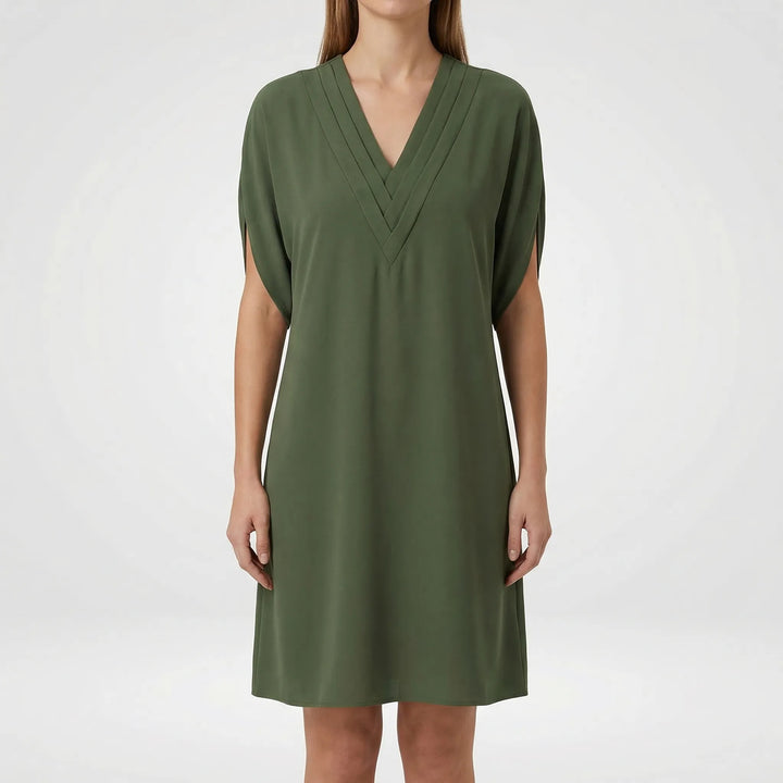 V-Neck Split-Sleeve Midi Dress - Diane